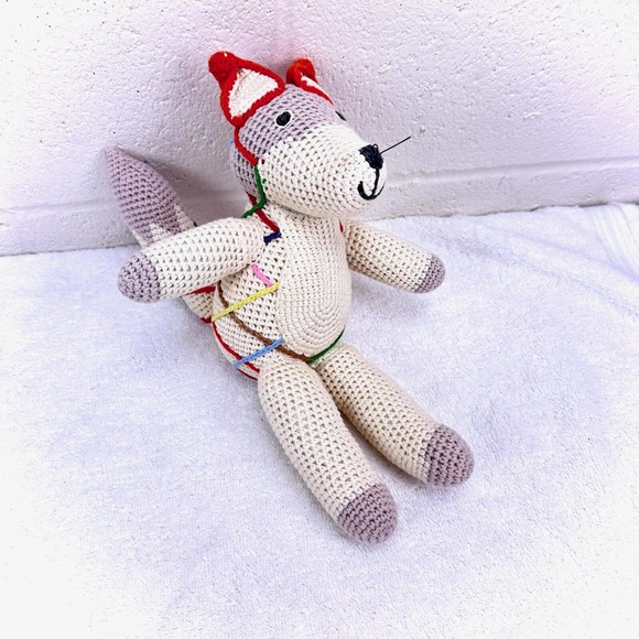 Anne Claire Petit Anthropologie Organic Cotton Crochet Knit Fox Plush Doll - Picture 1 of 6